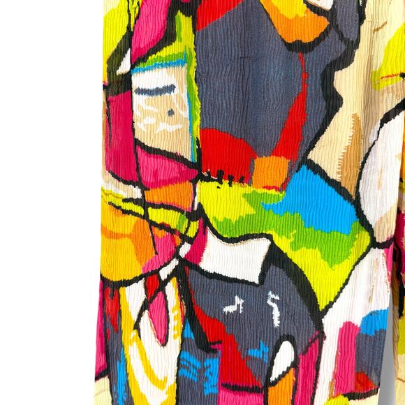 Rossi Roma Vtg Y2K 3pc Outfit Jacket Pants Set Sz Medium Artsy Lagenlook Crinkle - Picture 8 of 10